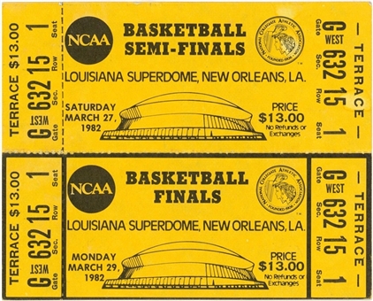 1982 NCAA Basketball Semi-Finals & Finals Championship Game Unused Full Tickets From 3/27/82 & 3/29/82 - Michael Jordans Game Winning Shot	
